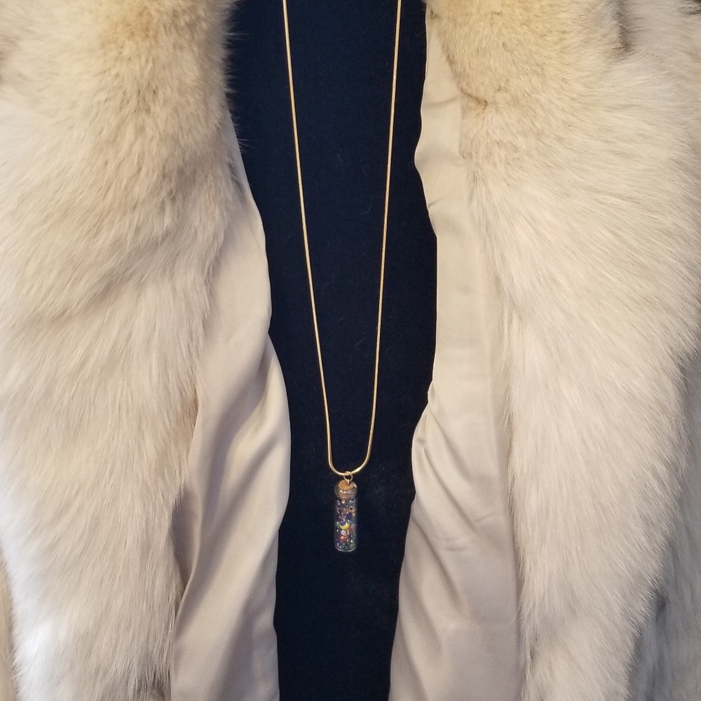 Multi-colored Beads w/Glass Bottle on 14kt YGF